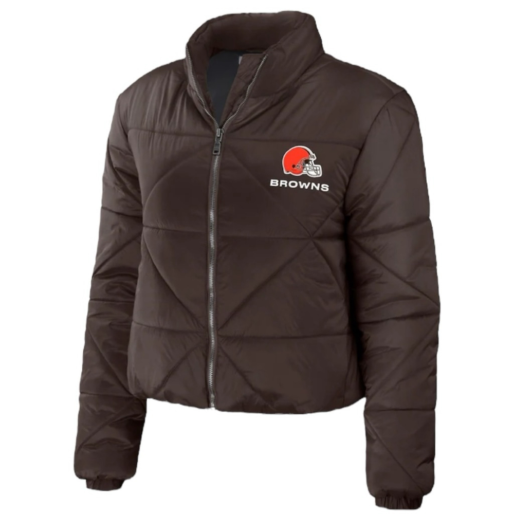 Cleveland Browns Puffer Jacket WEAR by Erin Andrews Brown, Waist Length, M